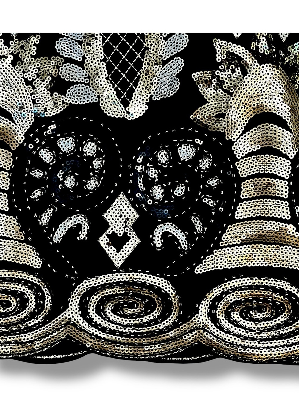 VICI Black Mini Skirt with Silver & Gold Sequins Stretch SZ L - Picture 5 of 16